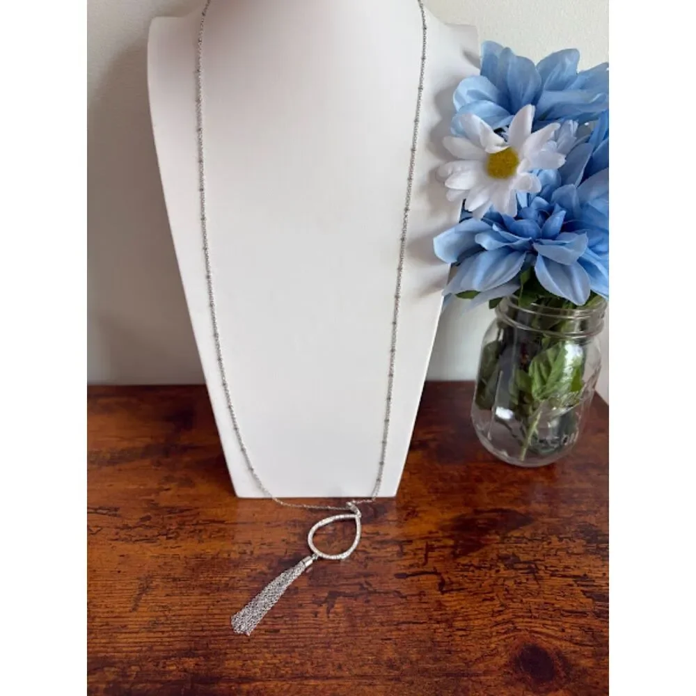 Swarovski Crystal Elements Teardrop Tassel Pendant Necklace 22